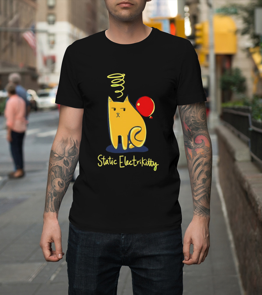 Static Electricity Cat Balloon Fun T-Shirt