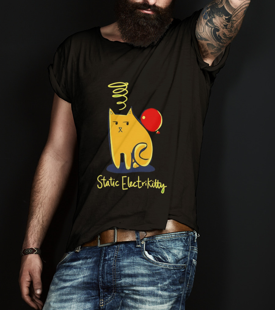Static Electricity Cat Balloon Fun T-Shirt