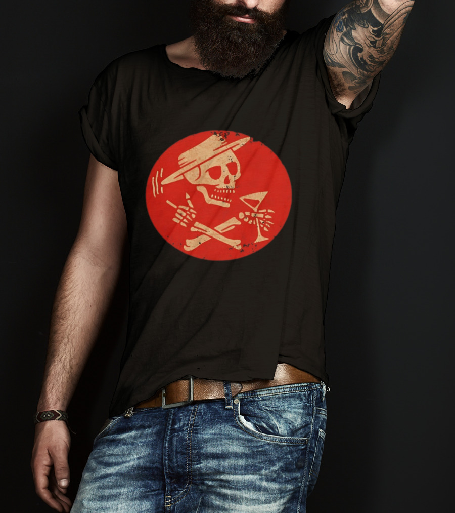 Social Distortion Skeleton Skull With Hat And Martini T-Shirt
