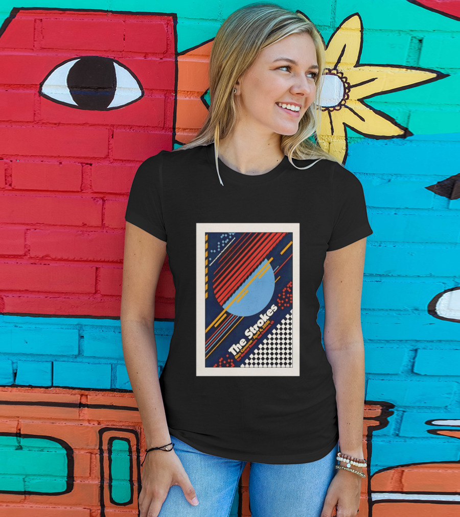 The Strokes Alex Cameron April 4 2026 San Francisco CA Checkerboard Stripes T-Shirt