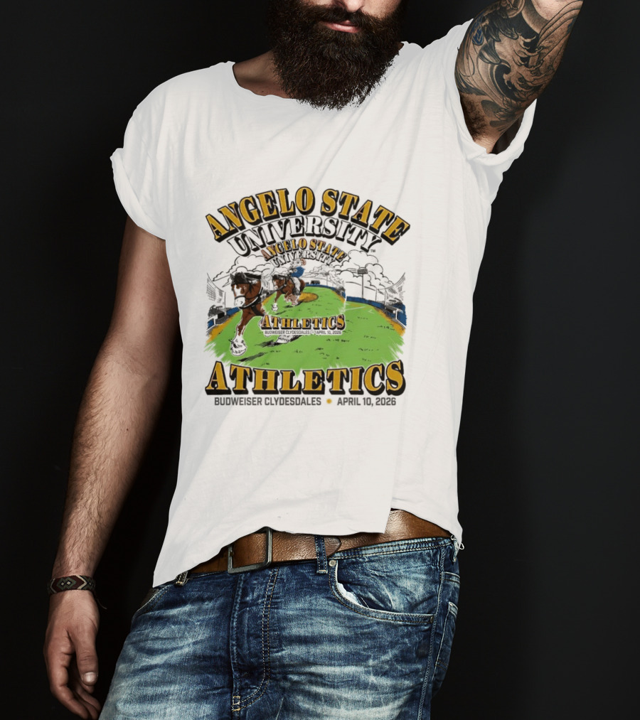 Angelo State University Athletics Budweiser Clydesdales April 10 2026 Event Celebration T-Shirt