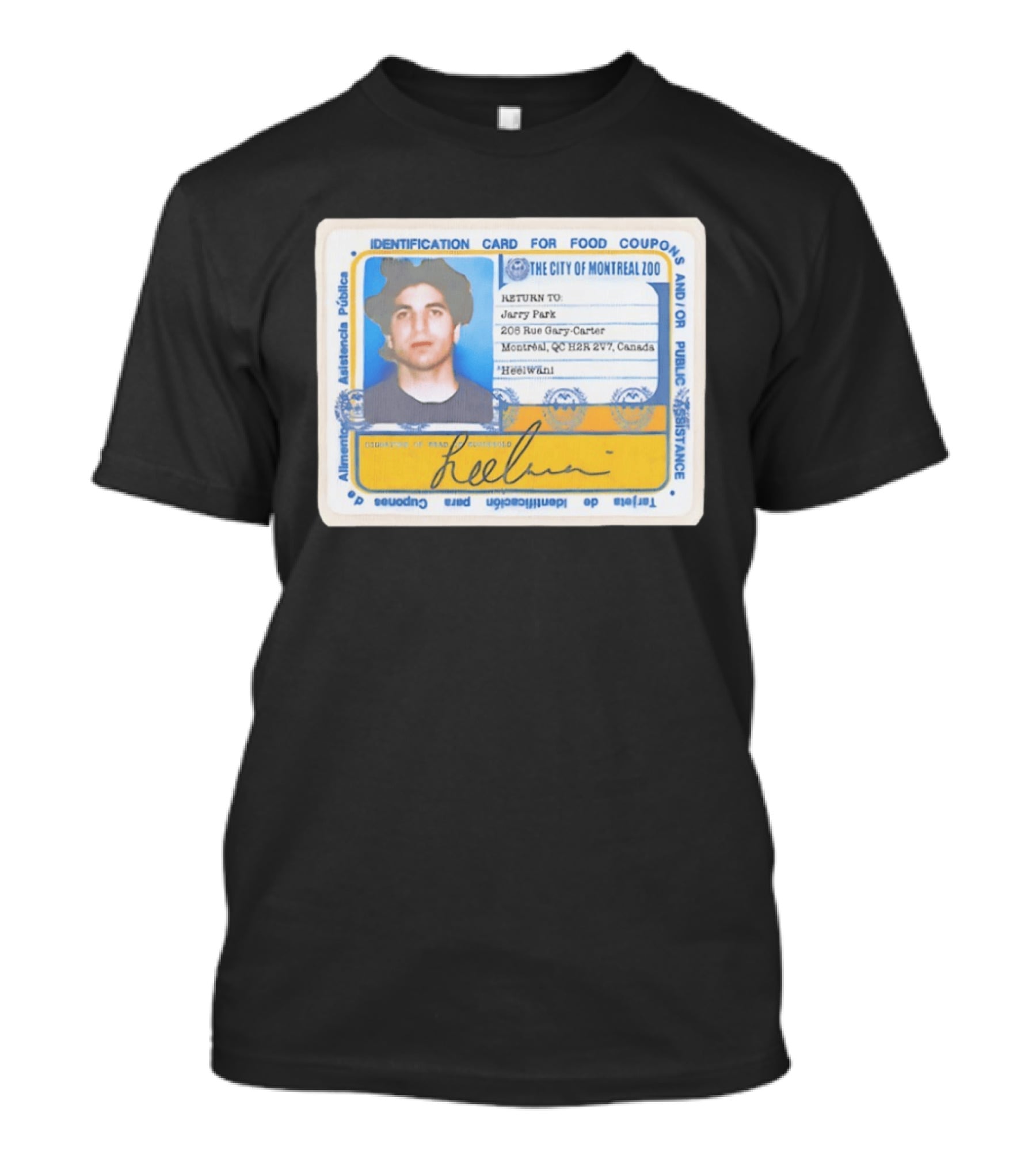 Jarry Park Identification Card The City Of Montreal Zoo Gary Carter Address T-Shirt