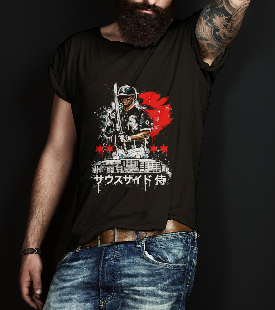 Southside Samurai Chicago White Sox Baseball Japanese Art Stadium Batting Samurai T-Shirt