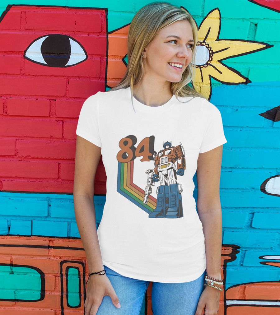 Optimus Prime 84 Retro Transformers Rainbow T-Shirt
