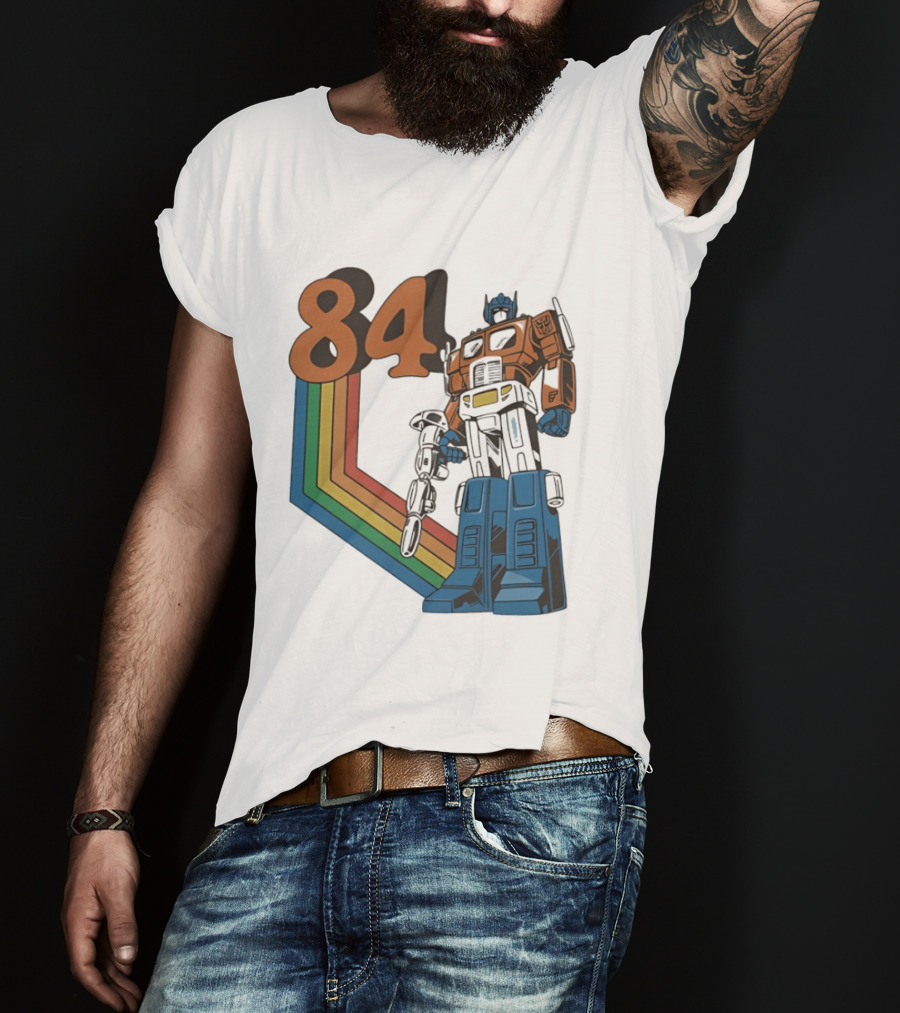 Optimus Prime 84 Retro Transformers Rainbow T-Shirt