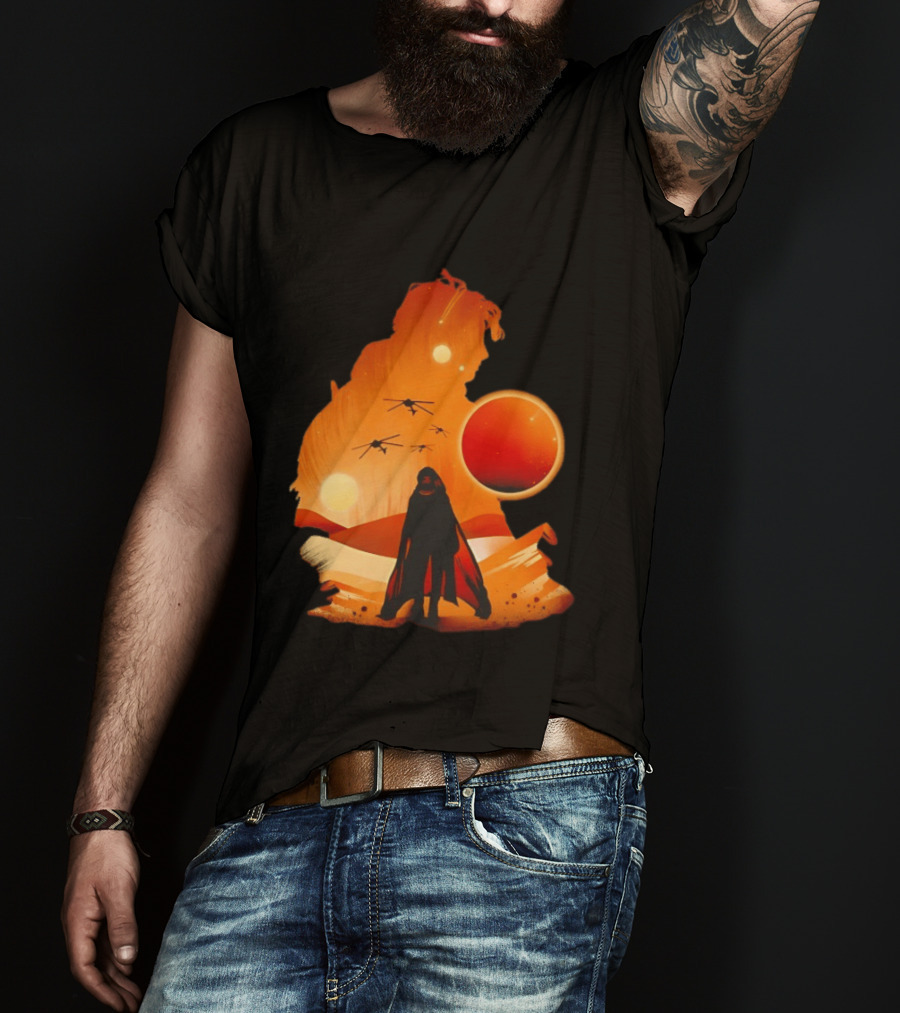 Dune The Final Sand Battle Epic Desert Scene With Hero And Sun T-Shirt