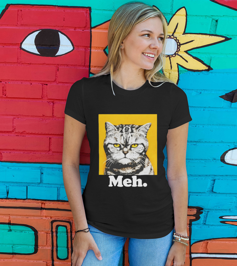 Meh Angry Cat With Yellow Eyes T-Shirt