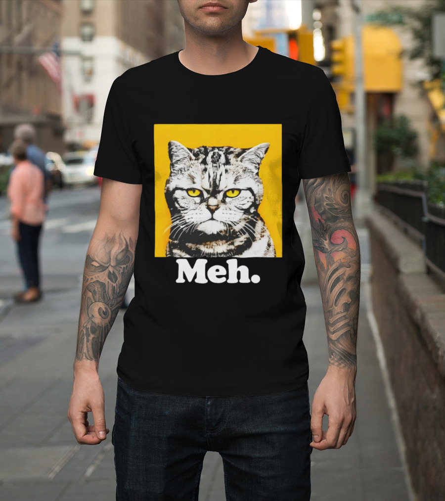 Meh Angry Cat With Yellow Eyes T-Shirt