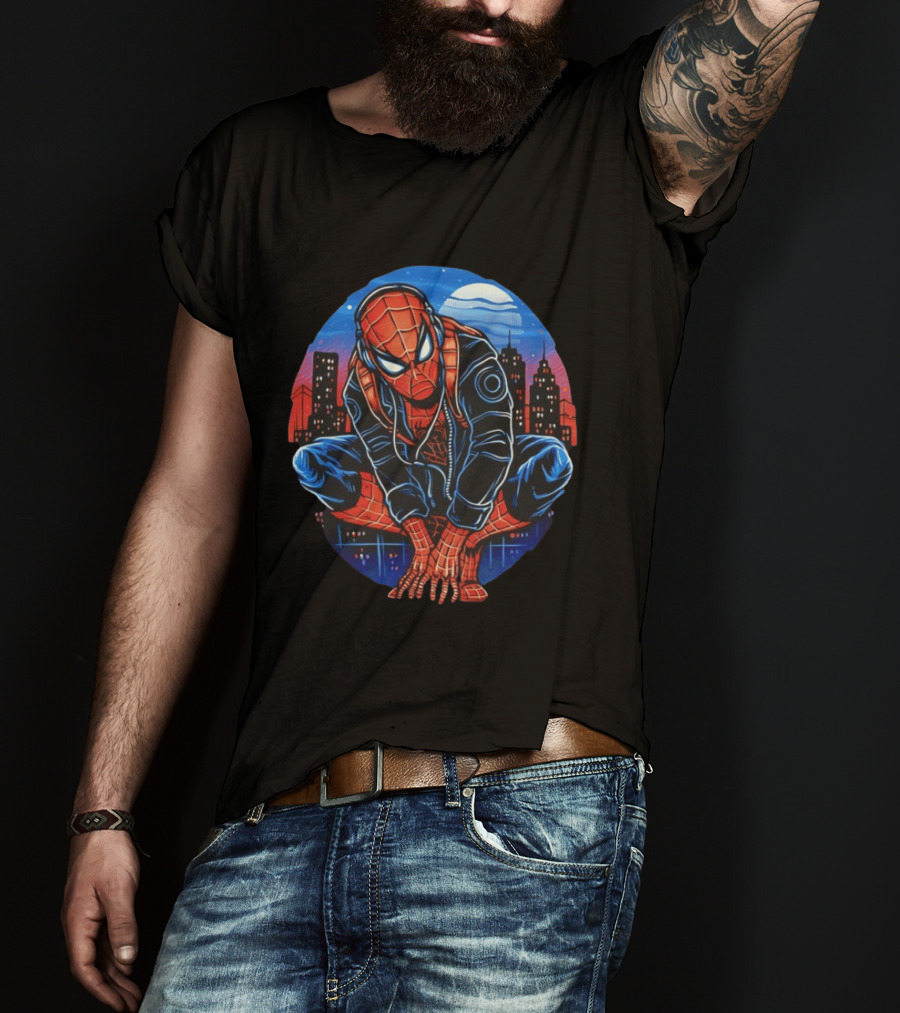 Spider Man Big City Crawler Nighttime Urban Adventure T-Shirt