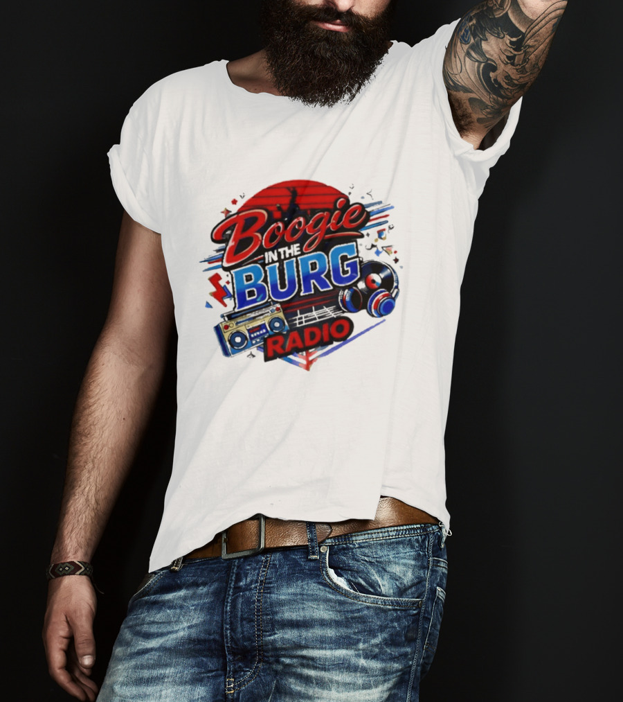 Boogie In The Burg Radio Music Headphones Boombox Dance T-Shirt