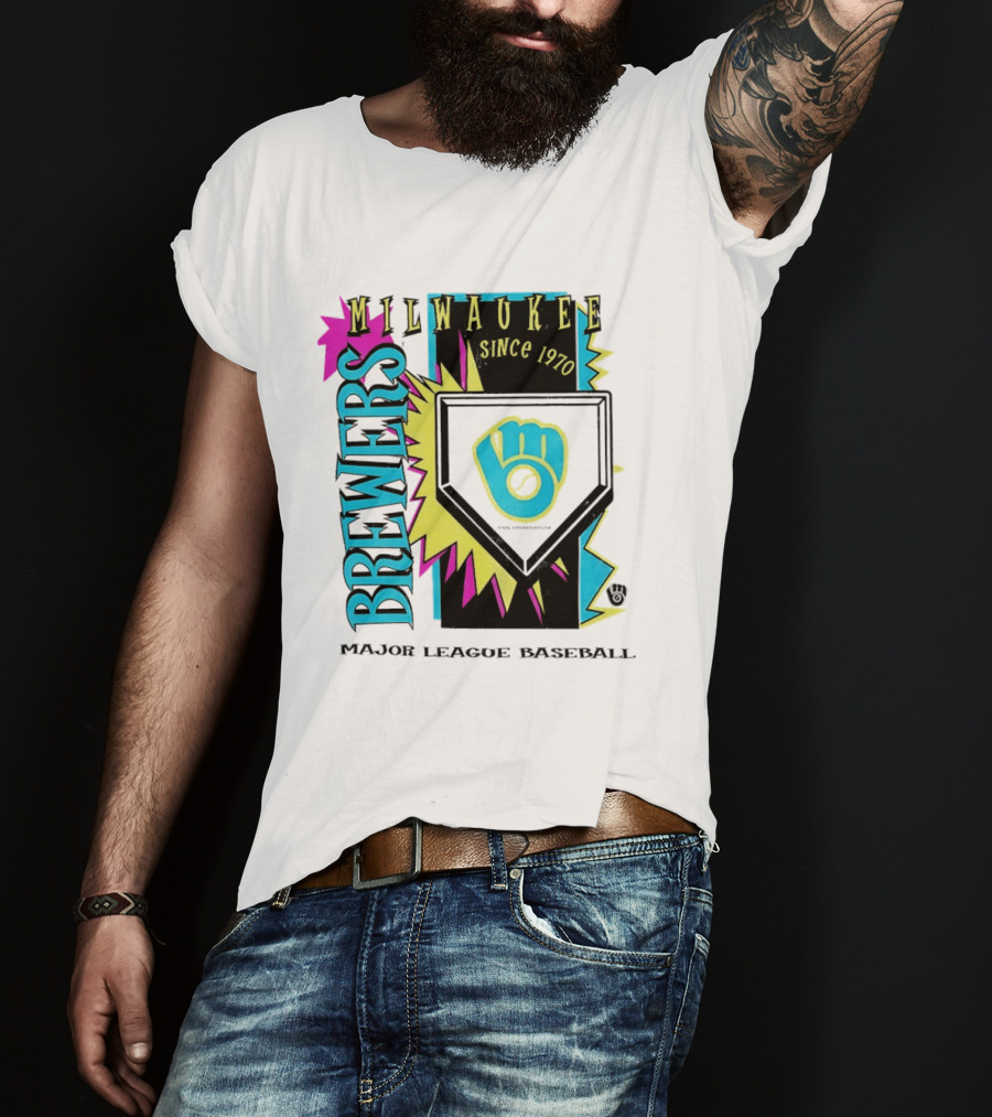 Milwaukee Brewers Major League Baseball Cooperstown Neon Since 1970 T-Shirt
