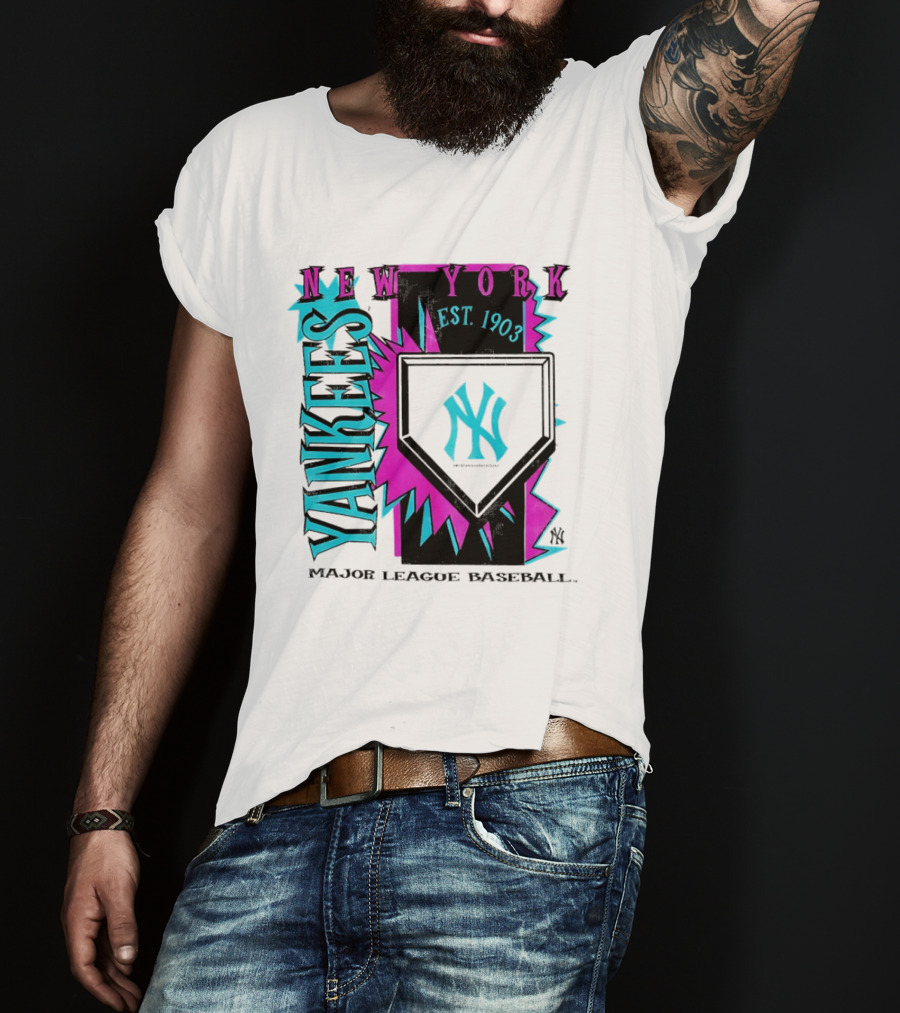 New York Yankees MLB Cooperstown Neon Field Est 1903 Major League Baseball T-Shirt