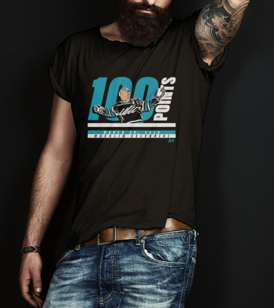 Macklin Celebrini 100 Points March 30 2026 T-Shirt