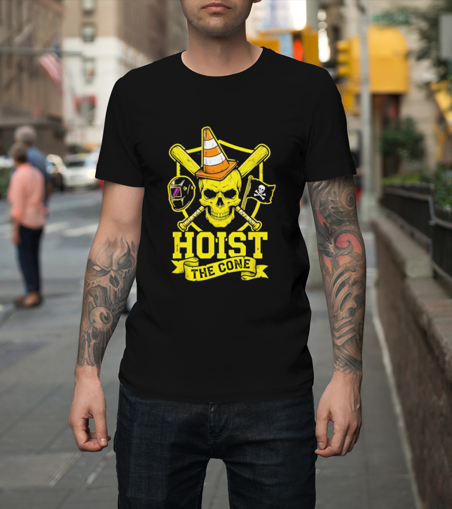 Hoist The Cone Pirate Skull Traffic Cone Baseball Crossbones T-Shirt
