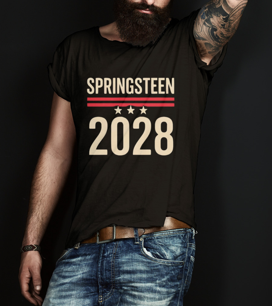 Springsteen 2028 USA Three Stars Red Stripes T-Shirt