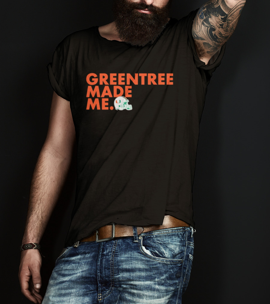 Miami Hurricanes Greentree Made Me Football Helmet T-Shirt