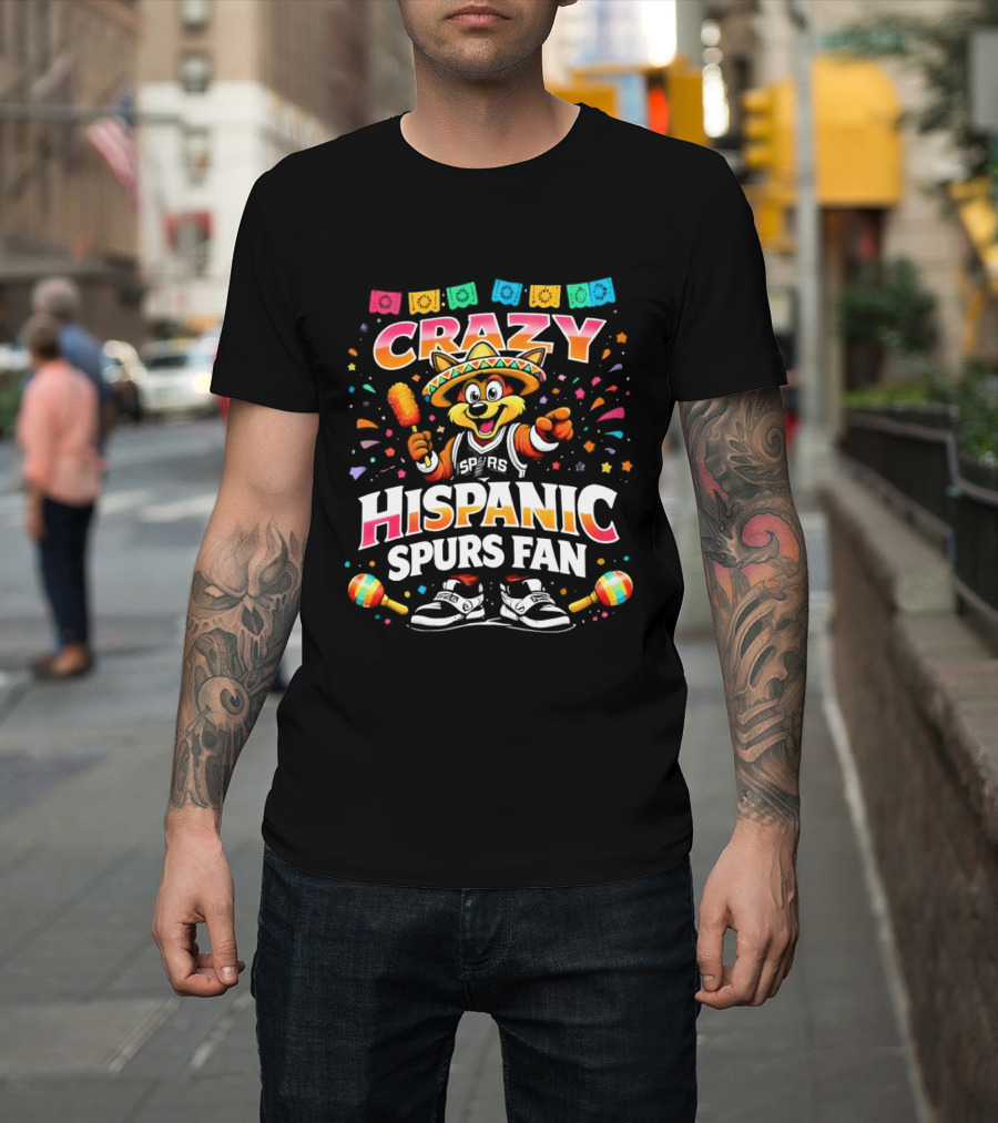 Crazy Hispanic Spurs Fan Fiesta Coyote 2026 Basketball Game Day Mexico Celebration T-Shirt