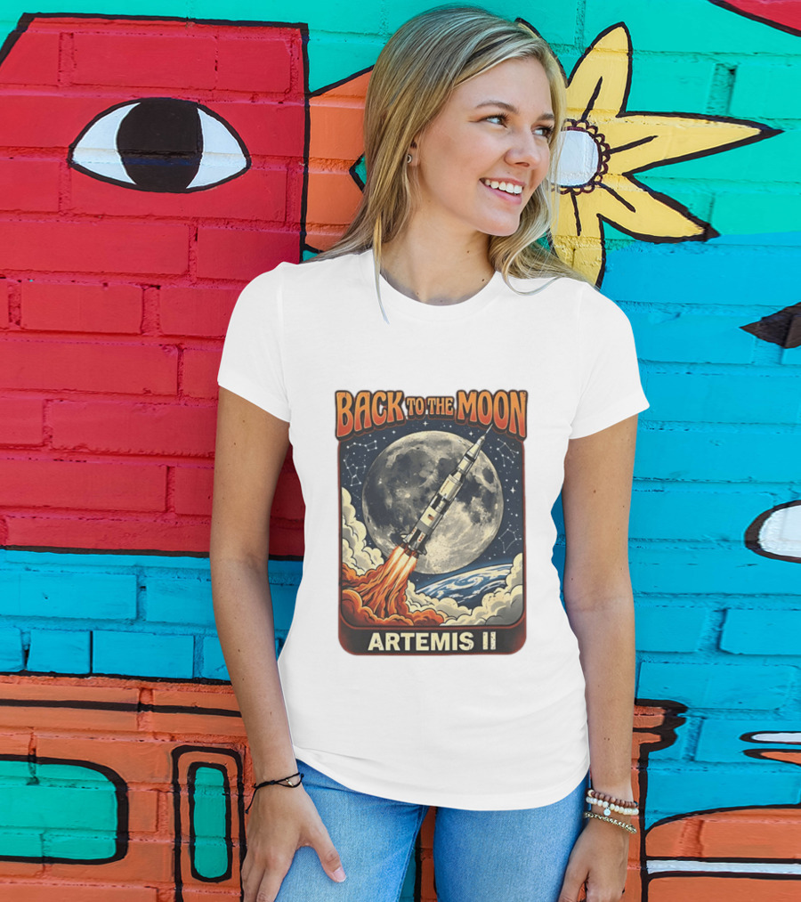 Back To The Moon Artemis II Rocket Launch Space Adventure T-Shirt