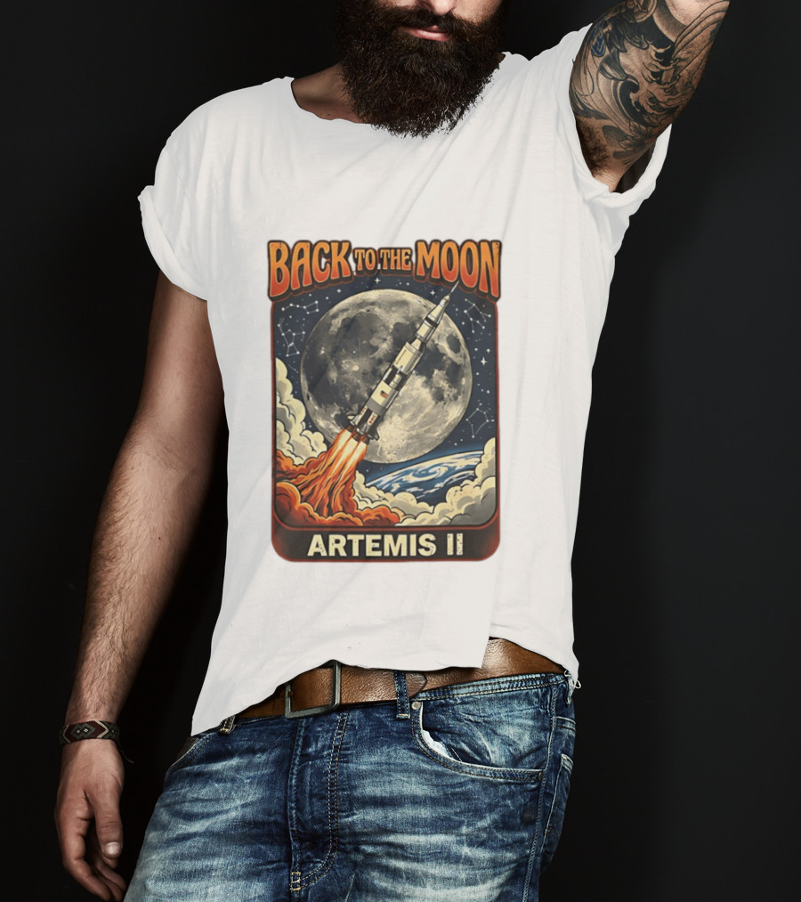 Back To The Moon Artemis II Rocket Launch Space Adventure T-Shirt