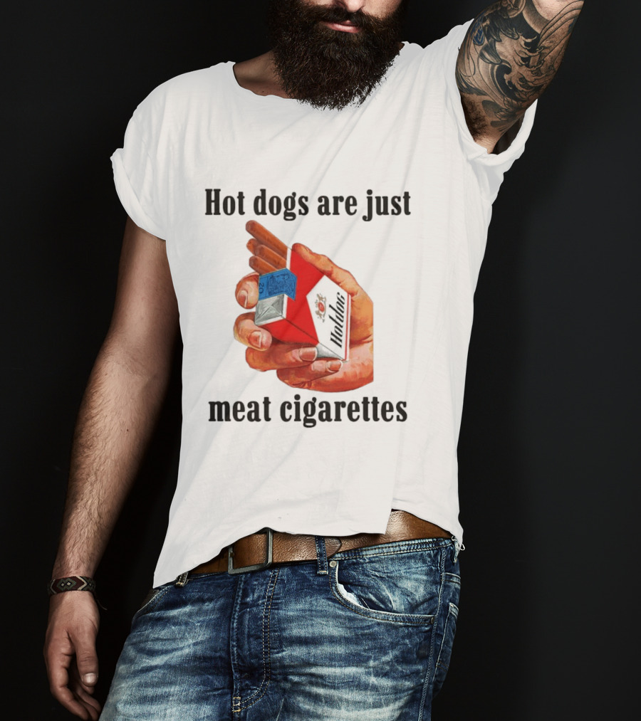 Hot Dogs Are Just Meat Cigarettes Parody Pack T-Shirt