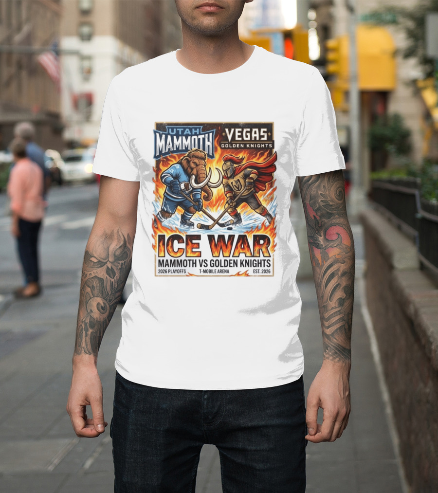 Utah Mammoth Vegas Golden Knights Ice War 2026 Playoffs Mobile Arena T-Shirt