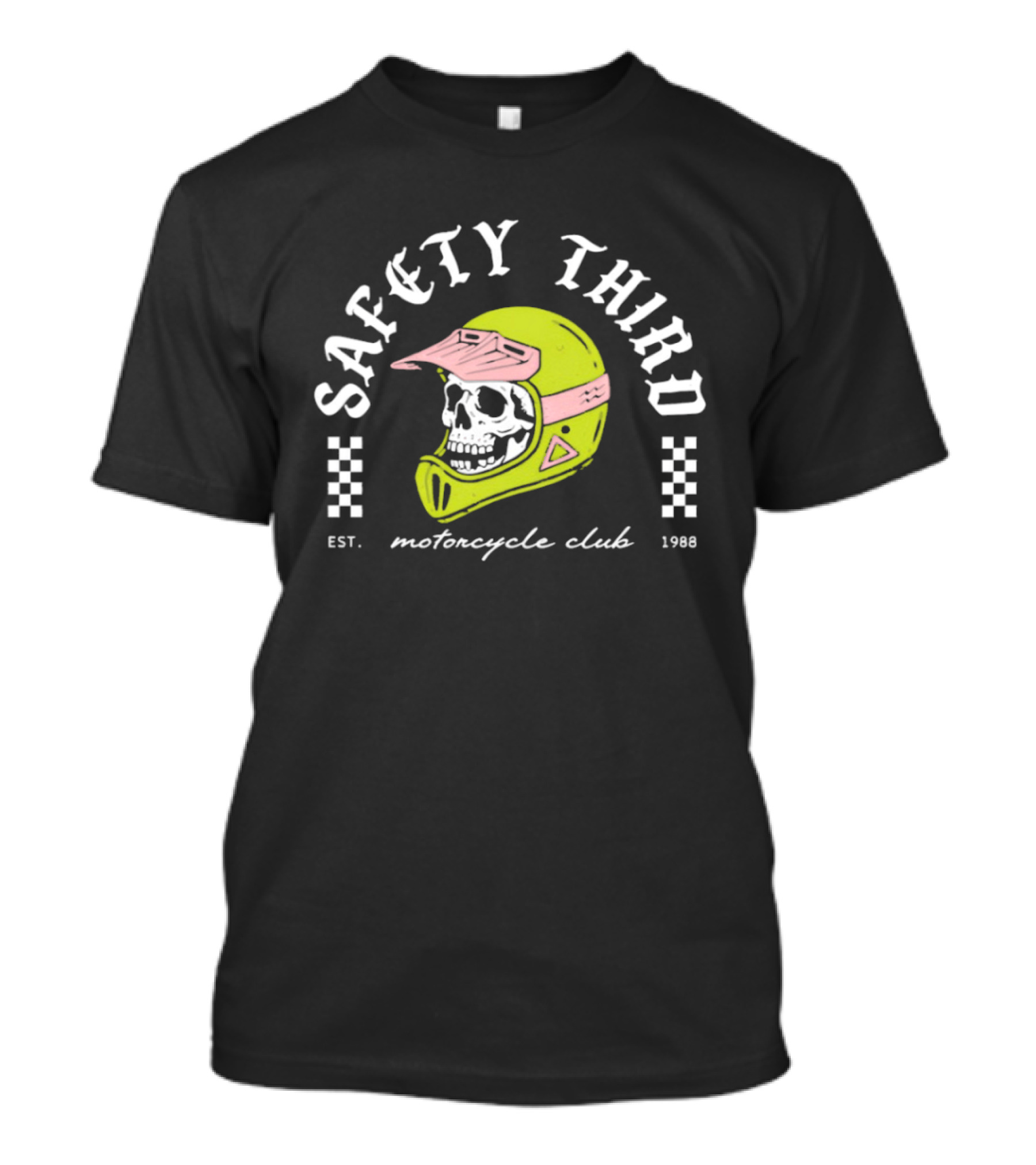 Safety Third Motorcycle Club Skull Helmet Est 1998 T-Shirt