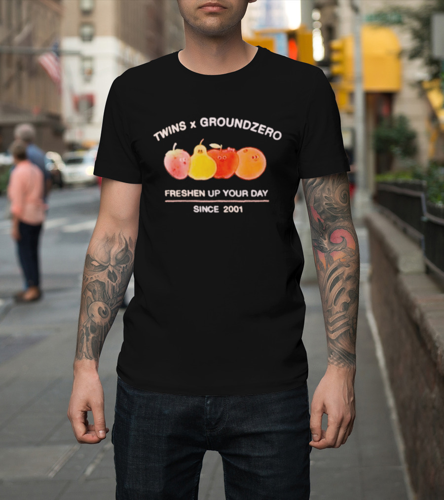 Twins X Groundzero Freshen Up Your Day Fruit Design Since 2001 T-Shirt
