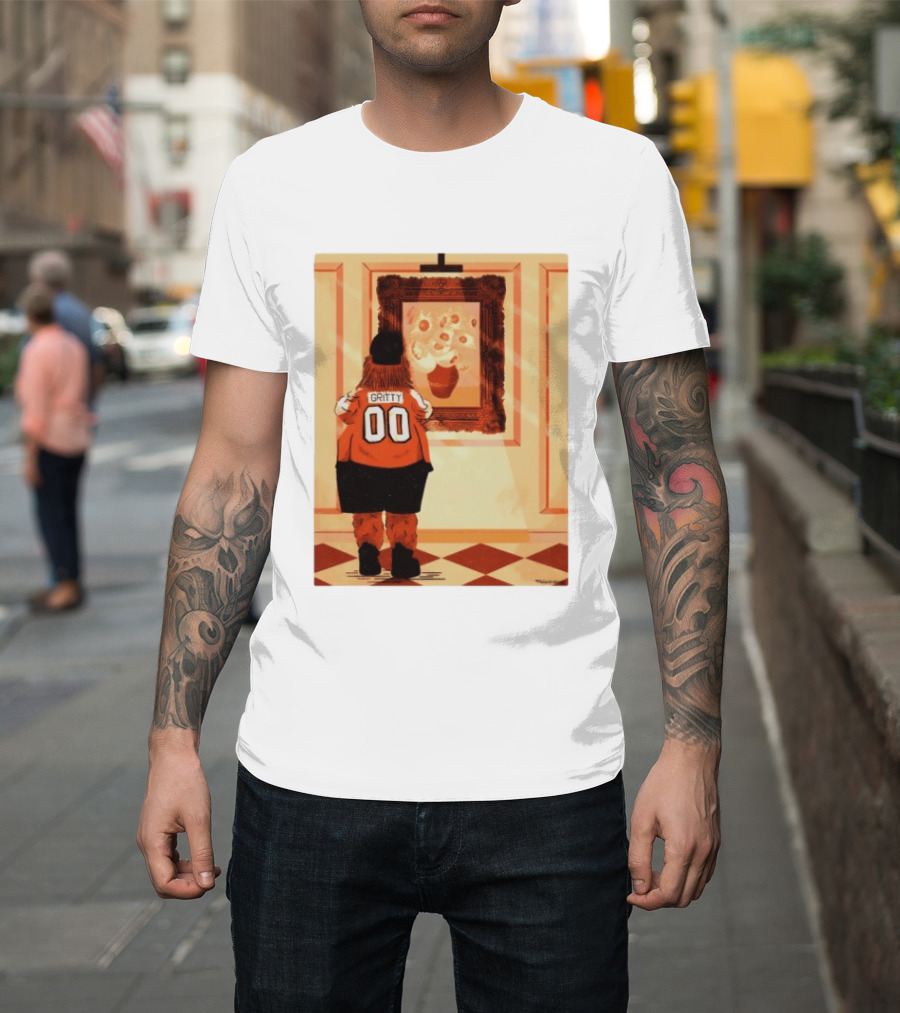 Gritty Philadelphia Flyers Meets Vincent Van Gogh Sunflowers Museum Exhibit T-Shirt