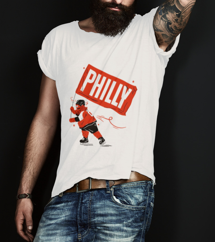 Gritty Philly Flag Philadelphia Flyers Hockey Rally Fan T-Shirt
