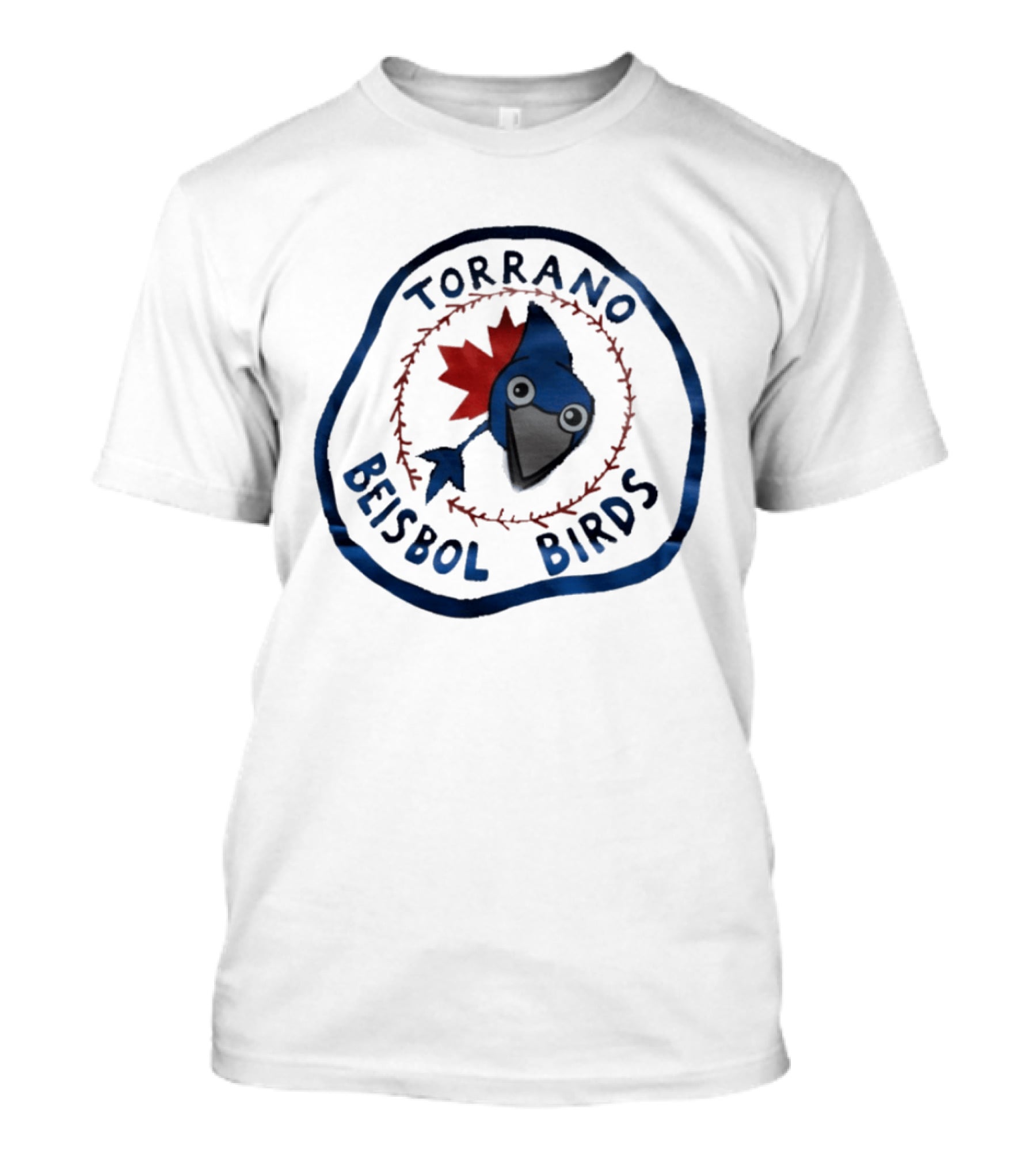 Torrano Beisbol Birds Blue Jay Red Maple Leaf Circle T-Shirt