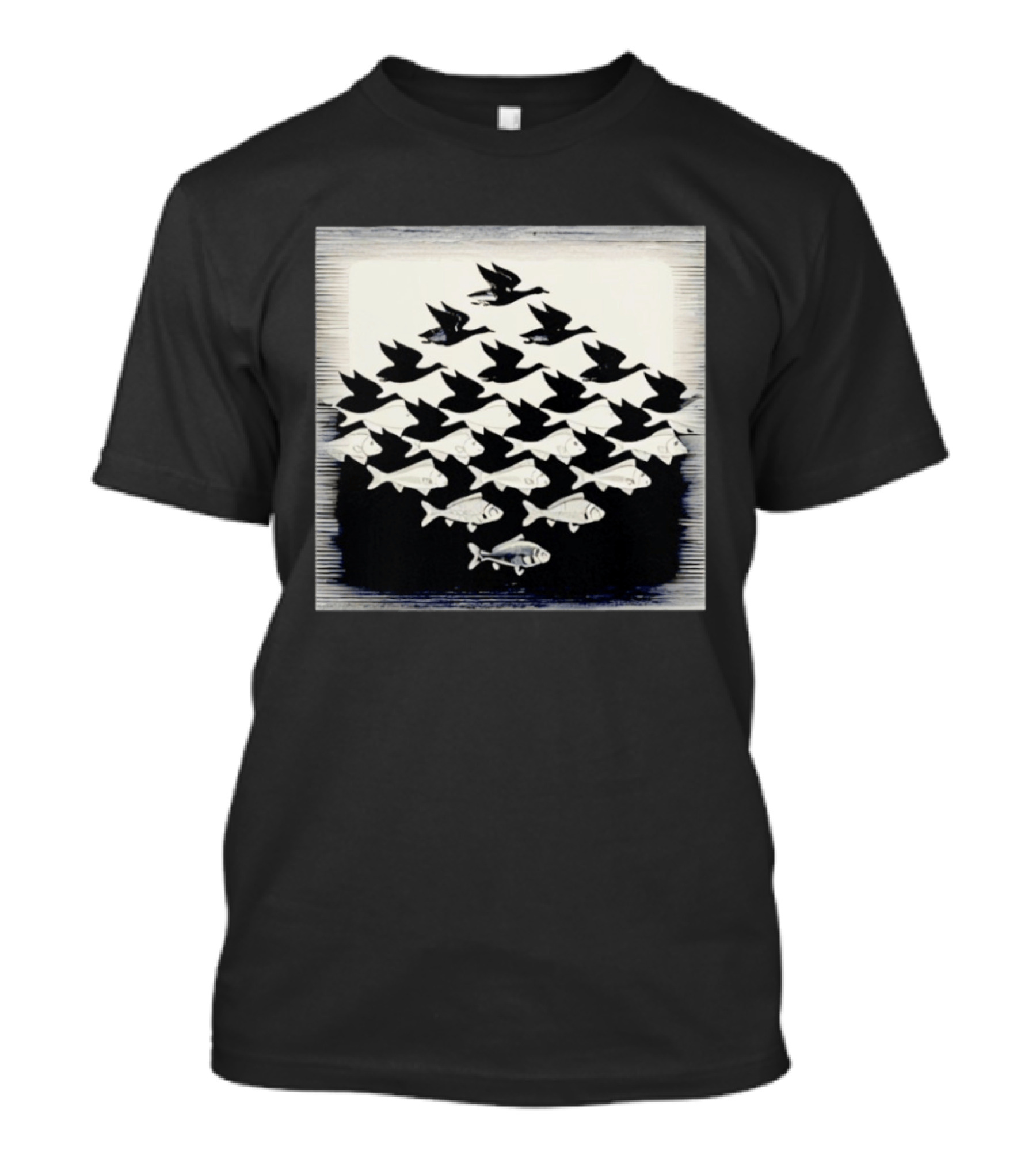 MC Escher Sky And Water Tessellation Optical Illusion T-Shirt