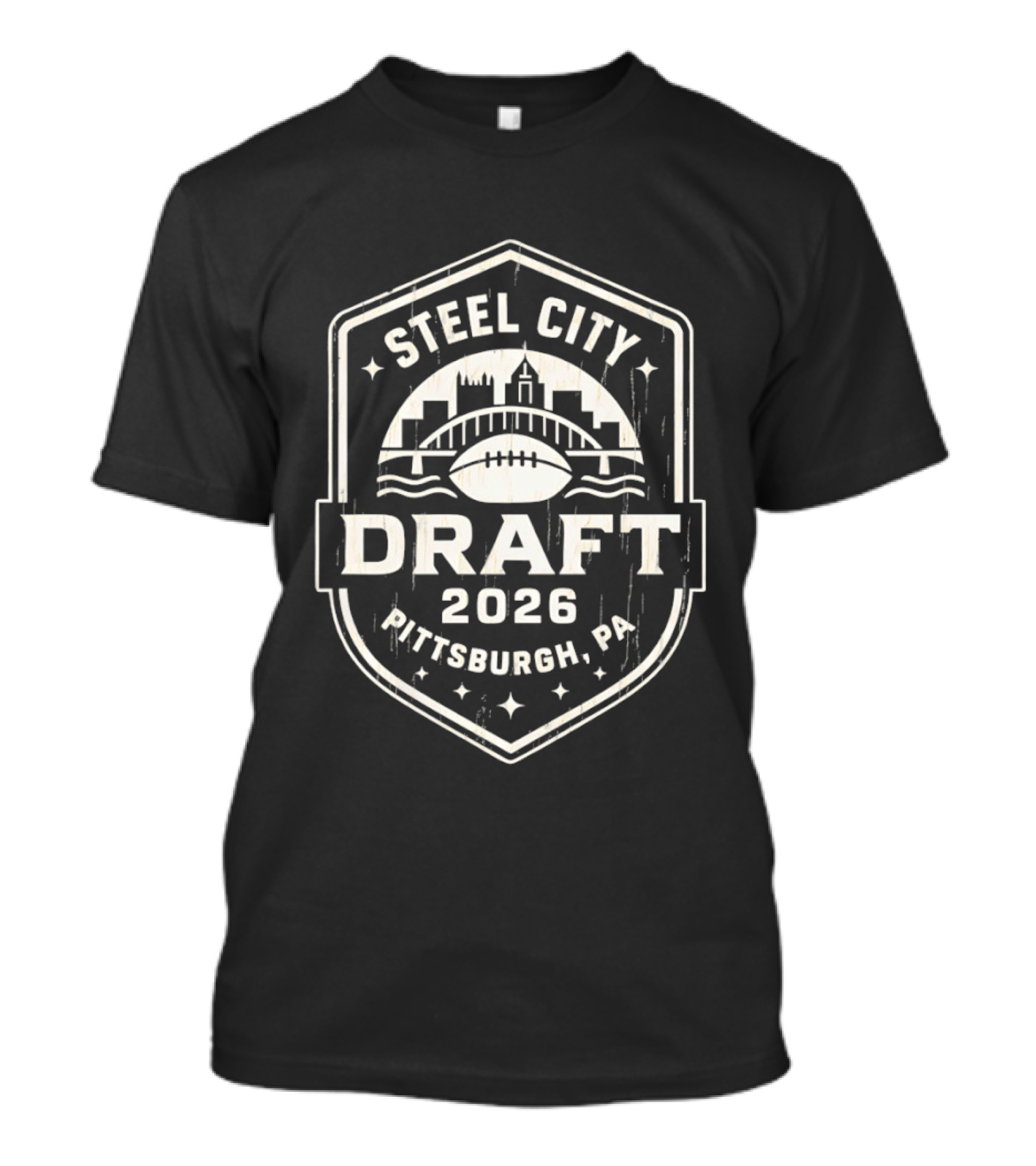 Steel City Draft 2026 Pittsburgh PA Football Skyline T-Shirt
