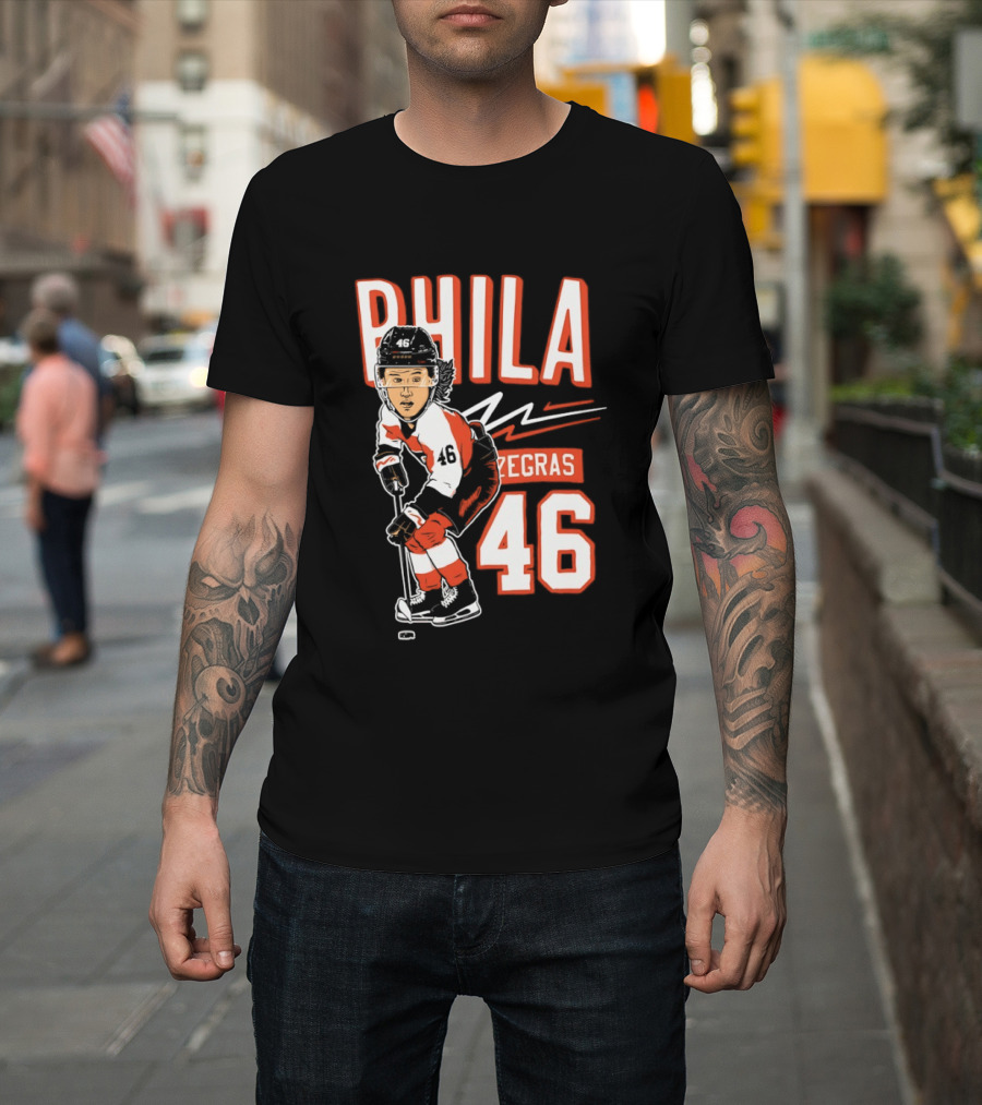 Phila Zegras 46 Caricature Philadelphia Flyers NHL Hockey 2026 T-Shirt