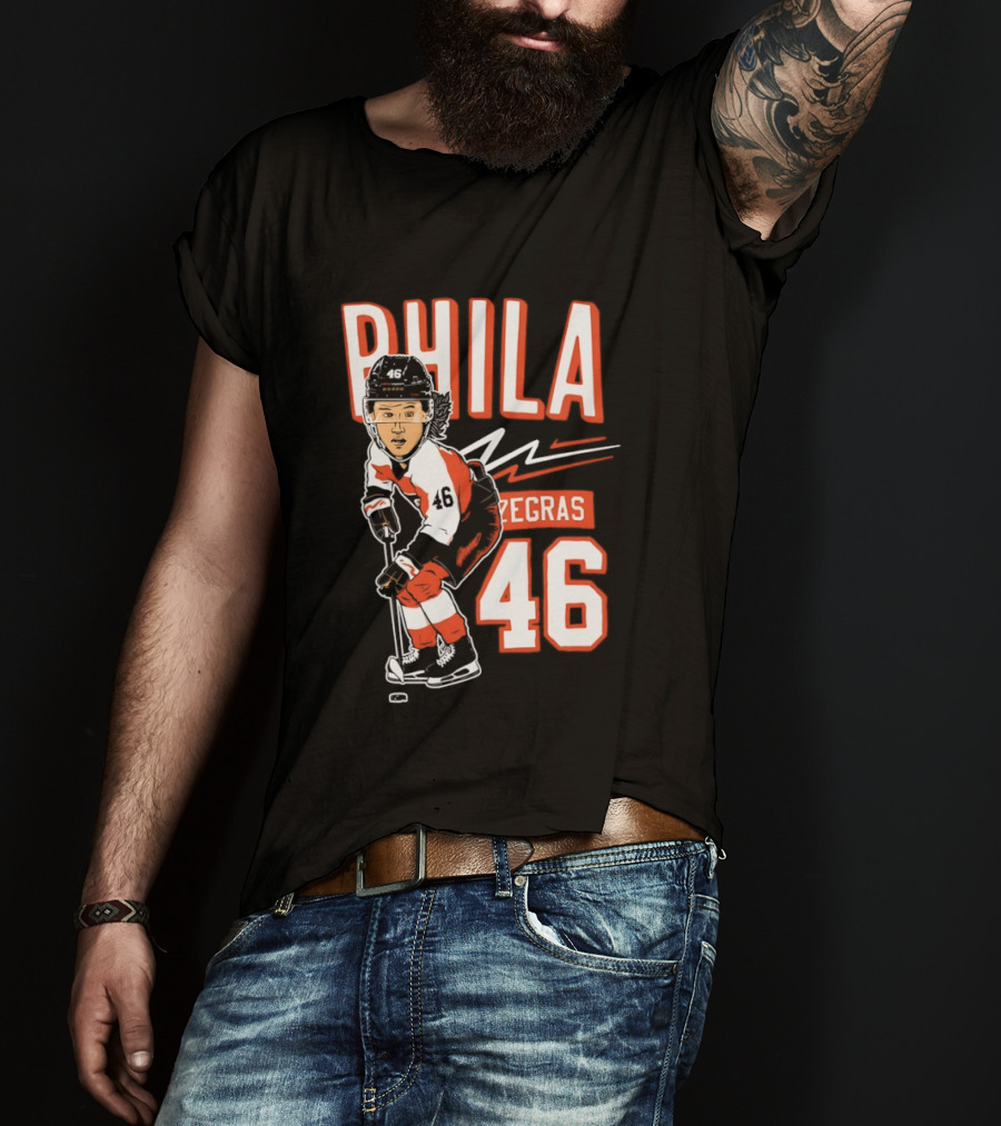 Phila Zegras 46 Caricature Philadelphia Flyers NHL Hockey 2026 T-Shirt