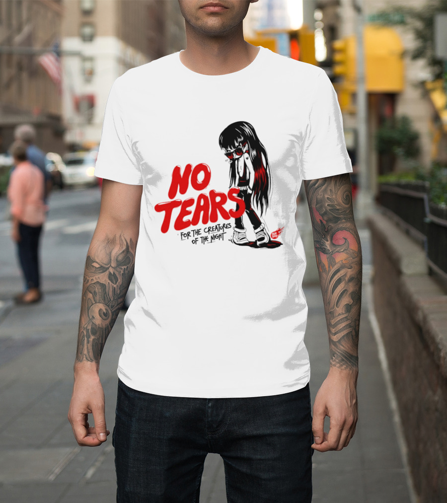 No Tears For The Creatures Of The Night Anime Gothic Style With Red Highlights T-Shirt