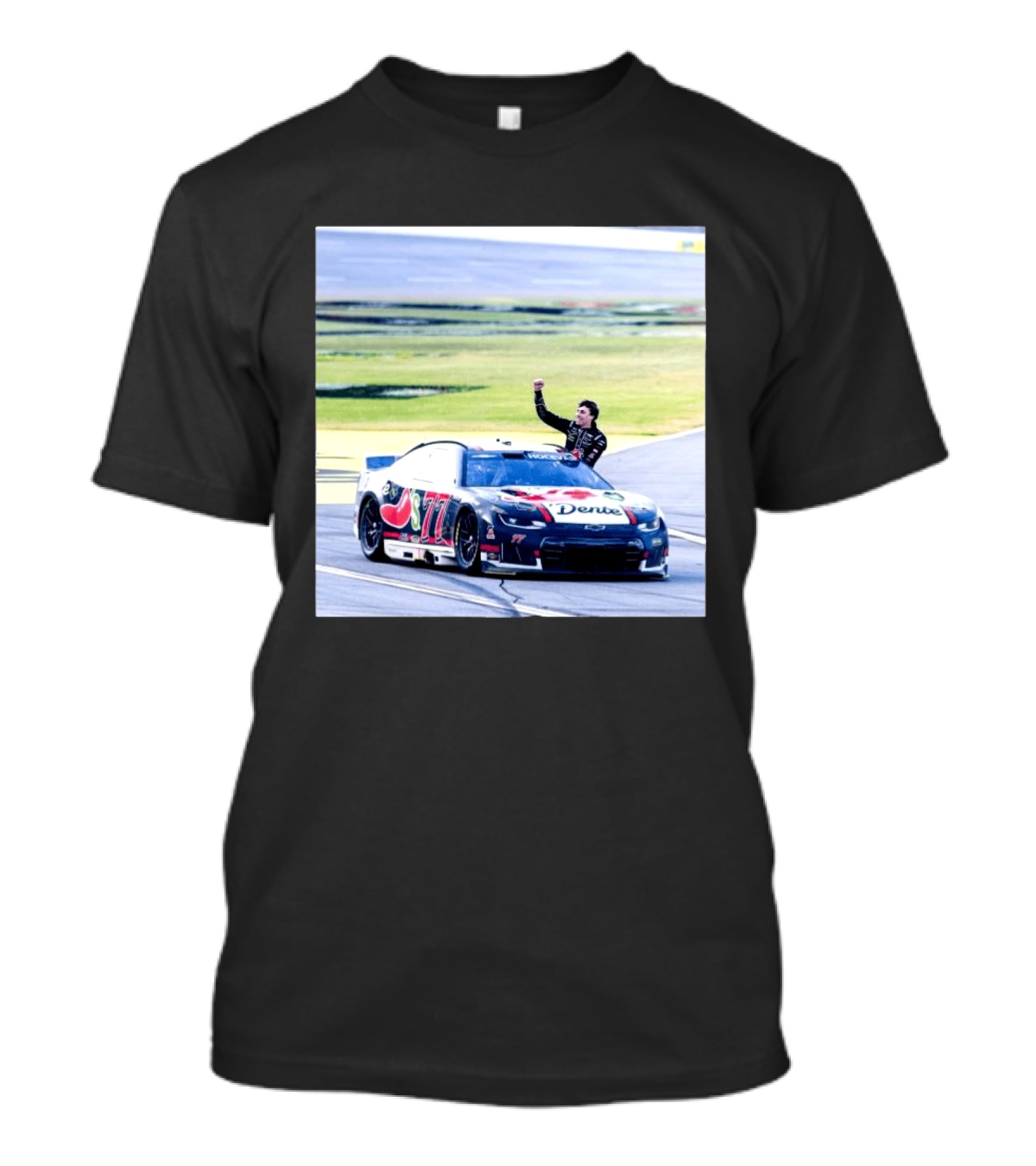 Carson Hocevar First Win Nascar Cup Series 2026 Talladega Number 77 Car Victory Celebrating Dente T-Shirt