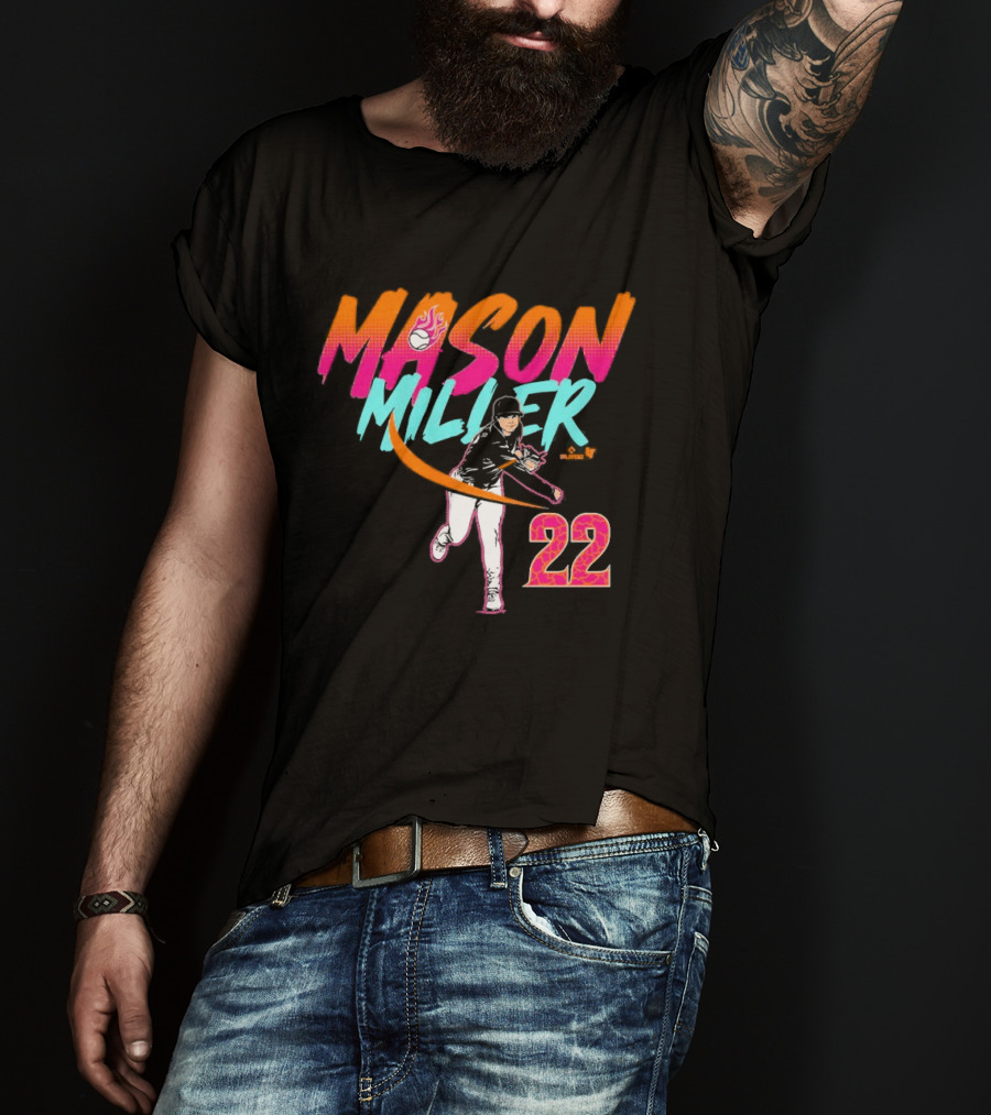 Mason Miller 22 Flaming Baseball Pitcher City Edition T-Shirt