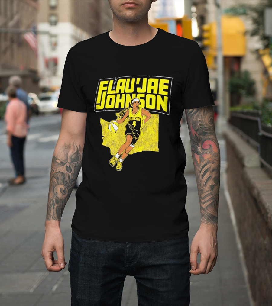 Flau'jae Johnson Basketball Illustration Yellow Seattle Storm T-Shirt