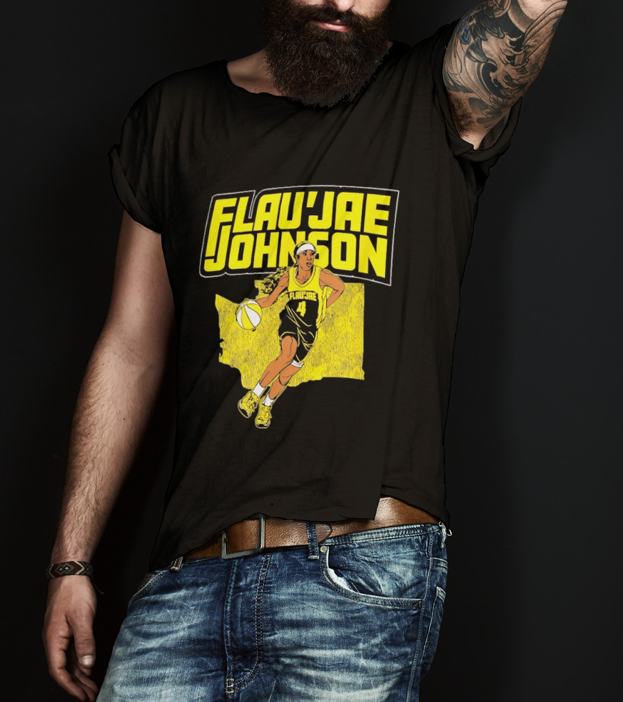 Flau'jae Johnson Basketball Illustration Yellow Seattle Storm T-Shirt