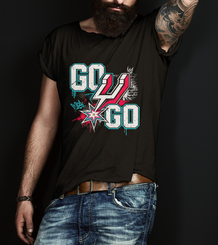 San Antonio Spurs Go Spurs Go Basketball Graffiti 4 Star T-Shirt