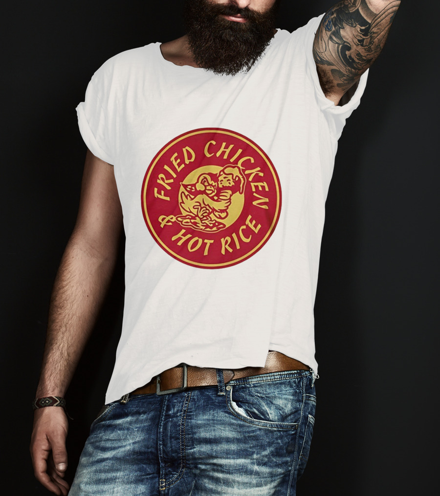 Fried Chicken And Hot Rice Vintage Style Circle T-Shirt