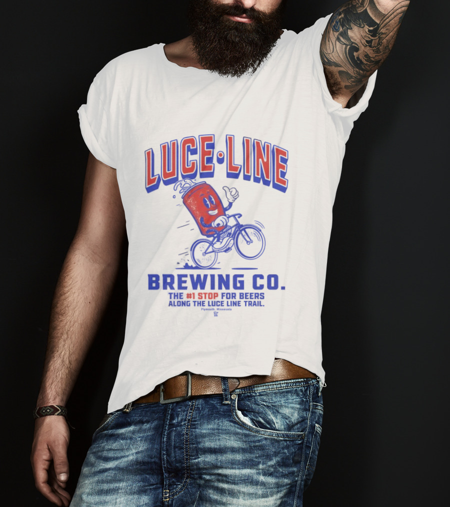 Luce Line Brewing Co The 1 Stop For Beers Along The Luce Line Trail Featuring Cycling Can T-Shirt