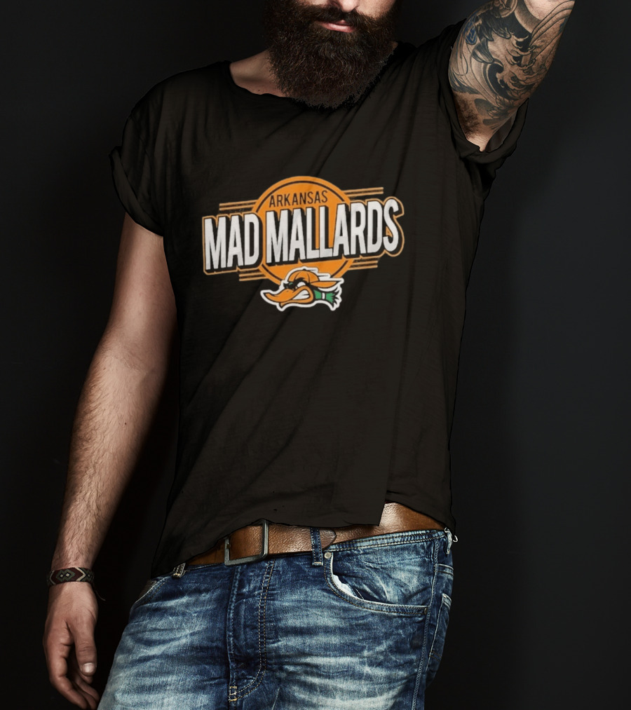 Arkansas Mad Mallards Logo With Duck Face T-Shirt