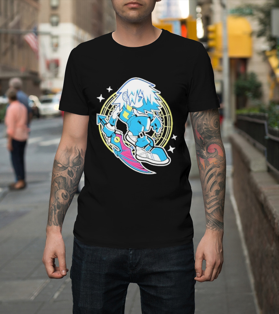 Riku Anime Cartoon Character With Sword And Stars In Pastel T-Shirt