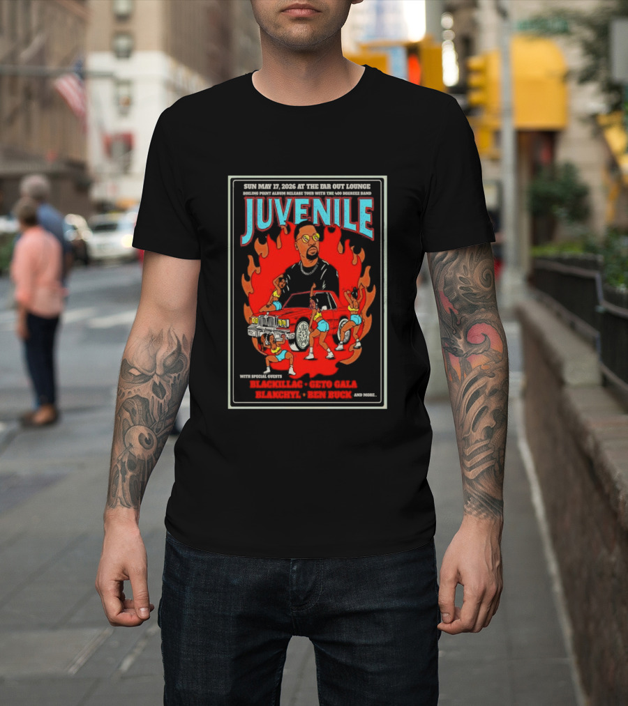 Juvenile Live Concert At The Far Out Lounge Austin TX May 17 2026 Featuring Truck Music And Dance T-Shirt