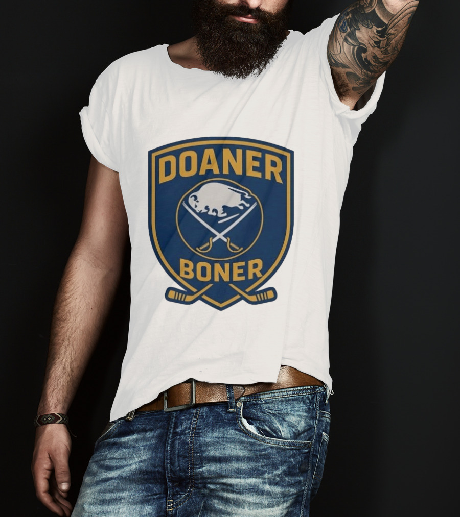 Buffalo Sabres Doaner Boner Logo With Crossed Hockey Sticks T-Shirt