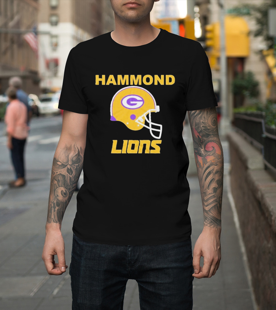 Hammond Lions Yellow Football Helmet Team Spirit T-Shirt