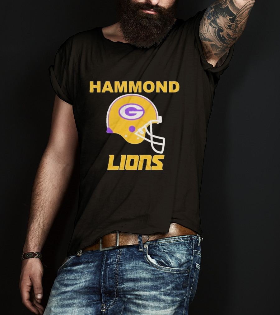 Hammond Lions Yellow Football Helmet Team Spirit T-Shirt