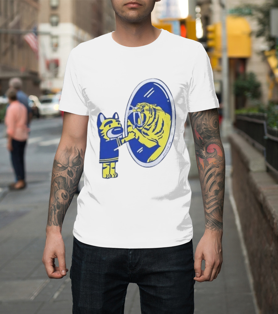 Buffalo Sabres Saber Tooth Tiger Mirror Reflection Comic T-Shirt