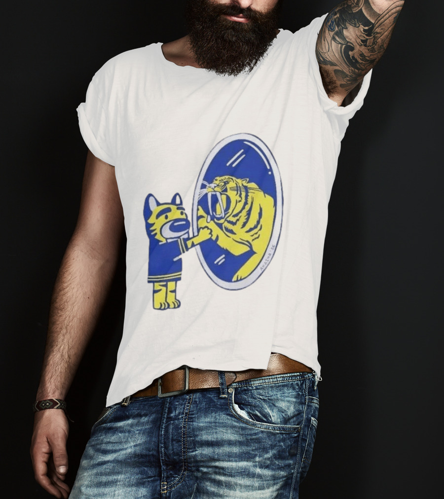 Buffalo Sabres Saber Tooth Tiger Mirror Reflection Comic T-Shirt